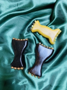 绿檀木羊角金珠樽紫光檀面部筋膜提升法令纹苹果肌下颚线脸部按摩