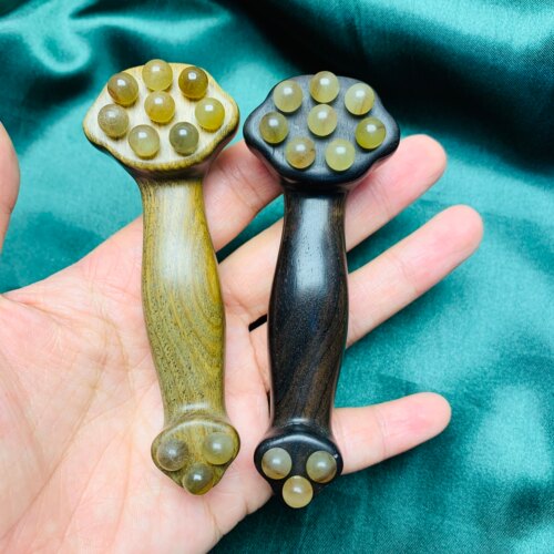 御用木绿檀如意羊角眼霜棒紫光檀面部按摩眼周按摩经络点穴放松