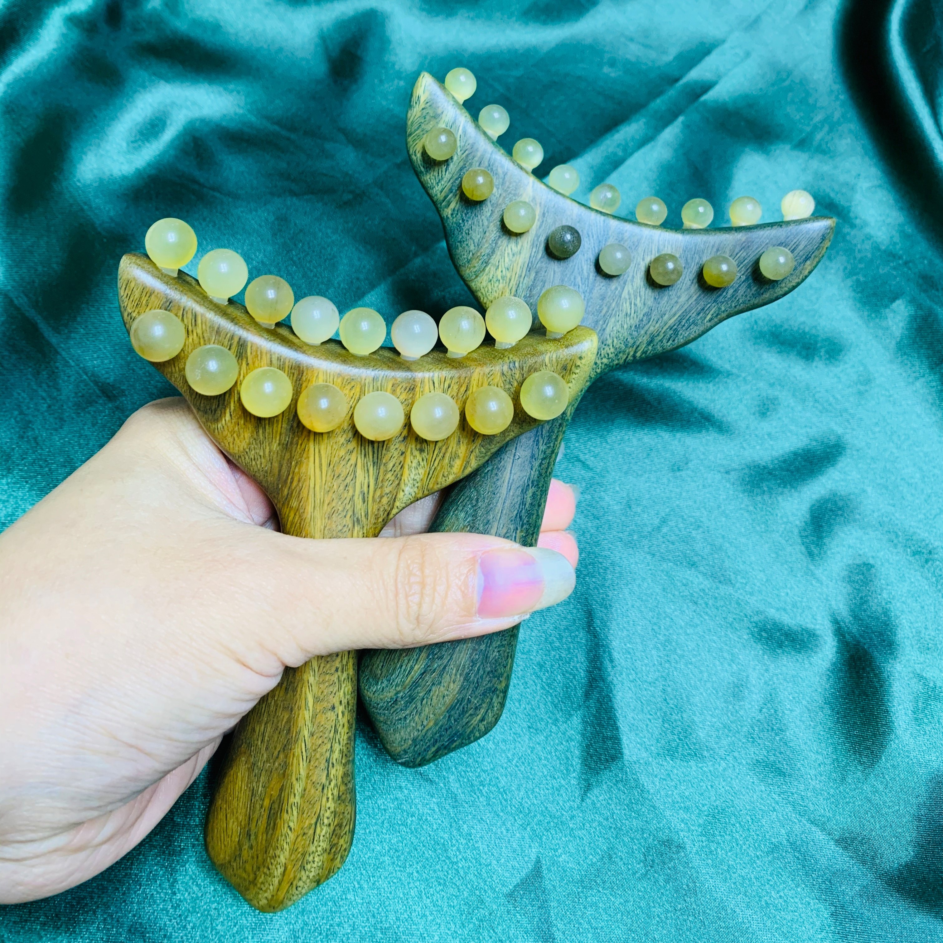 绿檀整木羊角美人鱼乳腺推腋下淋巴乳腺刷肚子腿部刮沙通络按摩梳