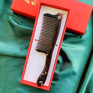 长柄紫光檀插齿木梳螺钿镶嵌女长发头部按摩梳创意礼物送妈妈老师
