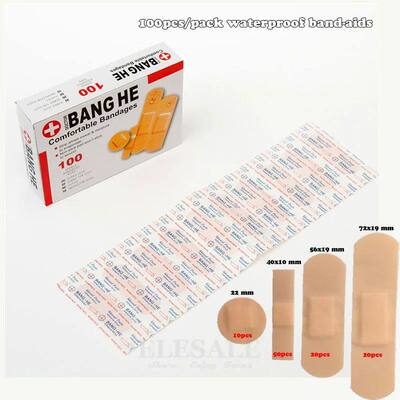100Pcs/Pack Waterproof Band-Aids Bandages First Aid Medical
