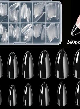 240 件 Almond False Nail Tips Clear Matt Soft Fake Nails Ext