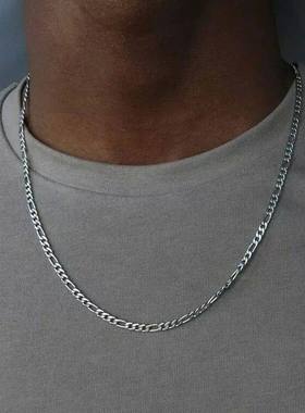 40-75cm Silver 4mm Figaro Chain Necklace For Women Men Long