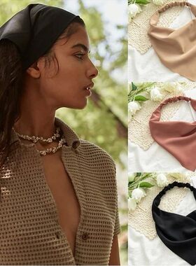 Woman Girls Solid Summer Head Scarf Chiffon Triangle Bandana