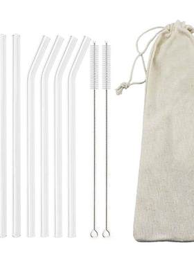 High Borosilicate Glass Straw Set Reusable Eco Friendly Drin