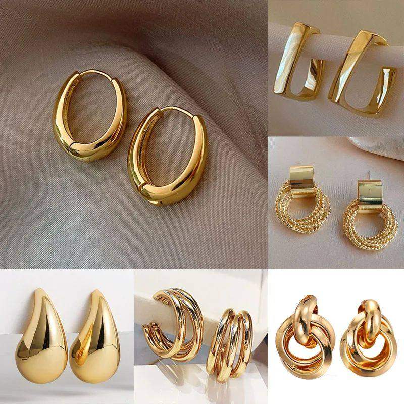 Fashion Vintage Gold Color U Earrings For Women Metal Earing