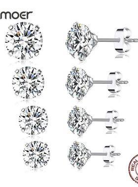 bamoer CZ Stud Earrings 925 Sterling Silver Platinum Plated