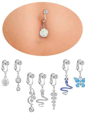 Faux Fake Belly Ring Snake Fake Belly Piercing Clip on Umbil