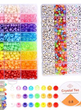 2400pcs Acrylic Pony Kandi Beads Kit Large Hole Hair Beads