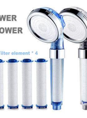 Shower head purification filter element power showerhead
