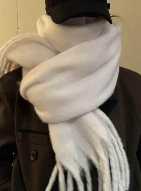 Solid Color Thickened Scarf for Girls 2023 Winter New Korean