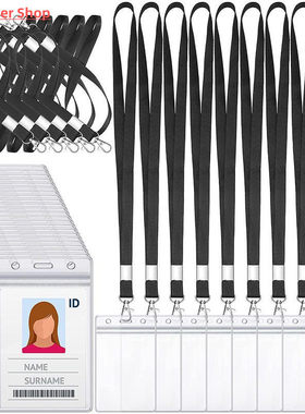 Simple Transparent ID Card Holder with Neck Lanyard Office