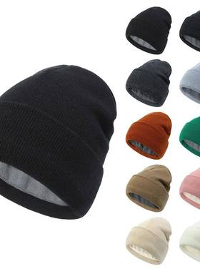 Winter Soft Thick Fleece  Beanie Hat for Men Women Warm Knit