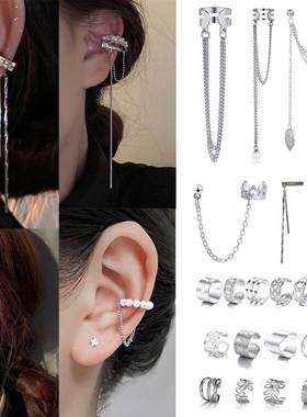 JWER cate Tassel Clip Earrings Female Buckle Ear Cuff No Pie