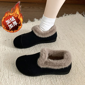 老人鞋 雪地靴女冬季 加绒保暖孕妇外穿一脚蹬懒人老北京妈妈棉鞋 子