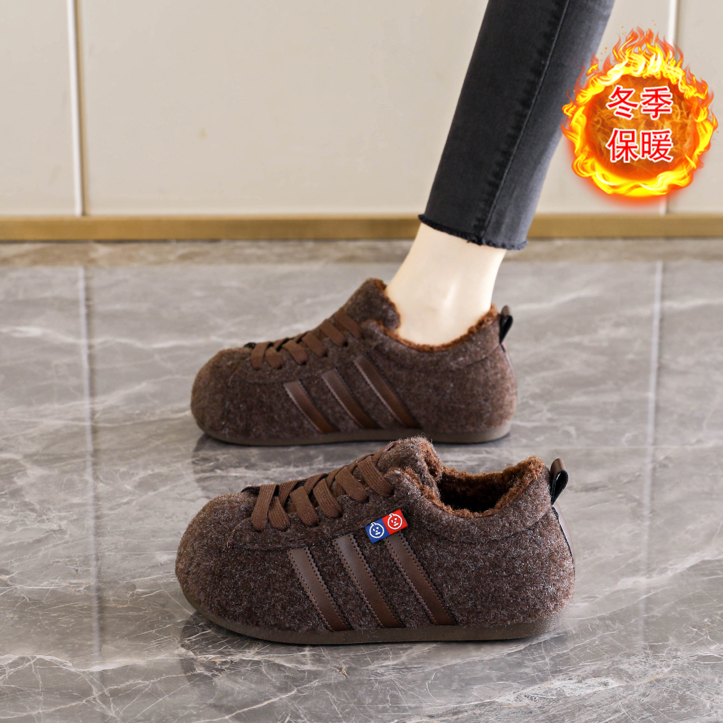 赵露思同款羊羔绒勃肯鞋女冬季加绒保暖外穿棉鞋舒适防滑配裙子