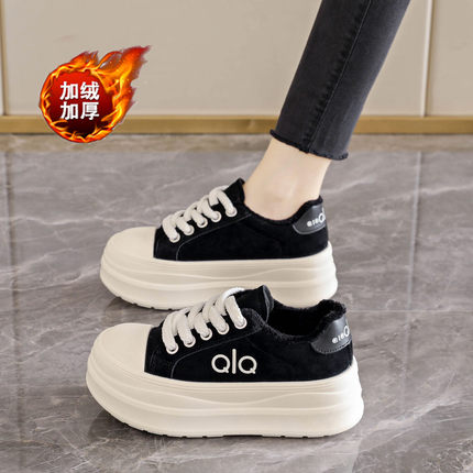 踩屎感7CM内增高勃肯鞋女冬季加绒爆款超厚底休闲配裙子运动板鞋