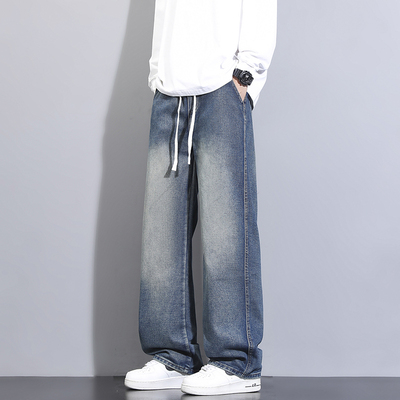 2025秋冬季新款高街宽松性价比男牛仔裤加绒加厚直筒复古休闲长裤