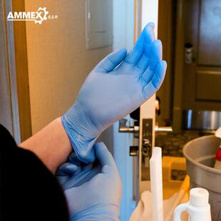 10只0丁PGC腈橡胶手 AMMEX 爱次马斯 一盒性蓝色丁腈手套 APFNC装