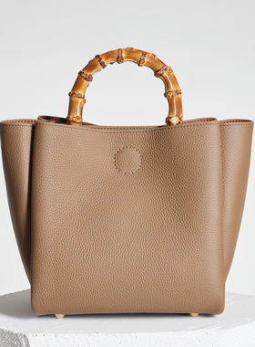 沐心手造 MUSING｜云吞包威马犬灰 小众国风竹节提手单肩斜挎女包