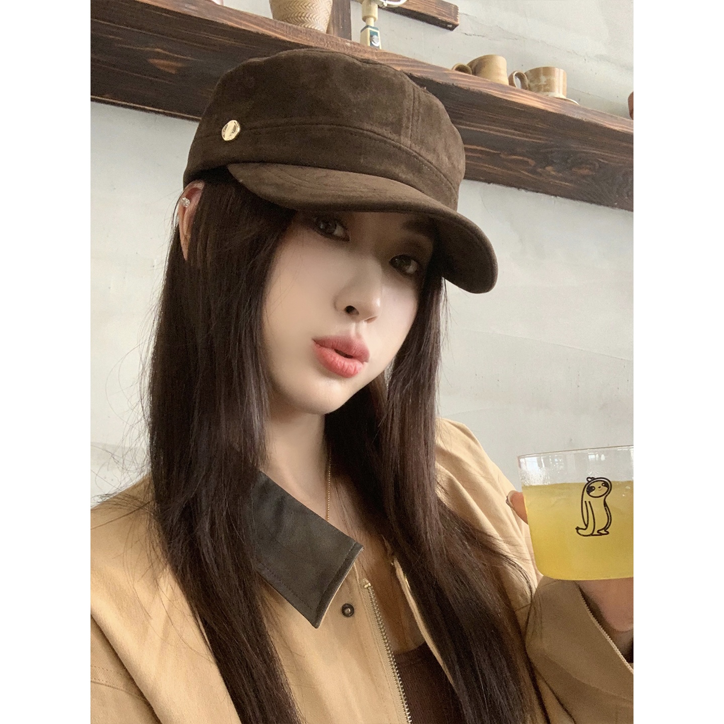 秋冬穿搭加分平顶马术帽