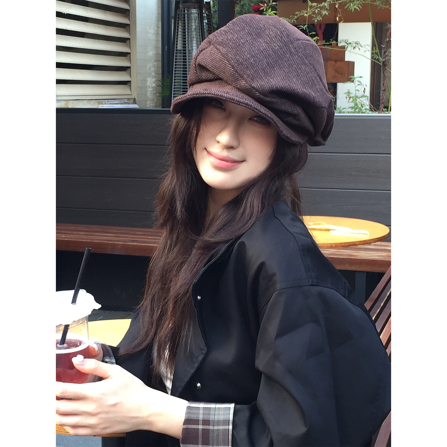 日系复古褶皱云朵贝雷帽