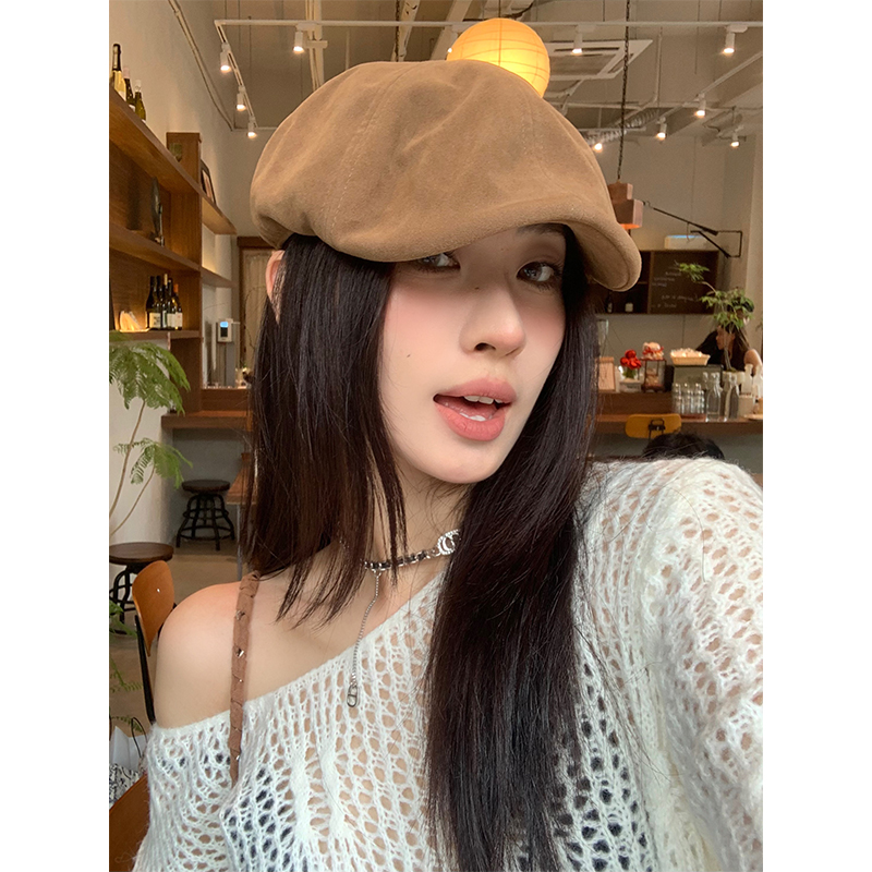 XUSH逛街复古秋冬弯檐鸭舌前进帽