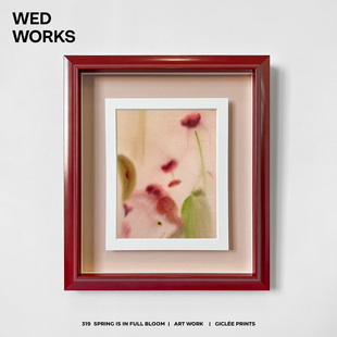 WED小众设计艺术植物抽象简约红色钢琴漆包豪斯多巴胺装饰画挂画