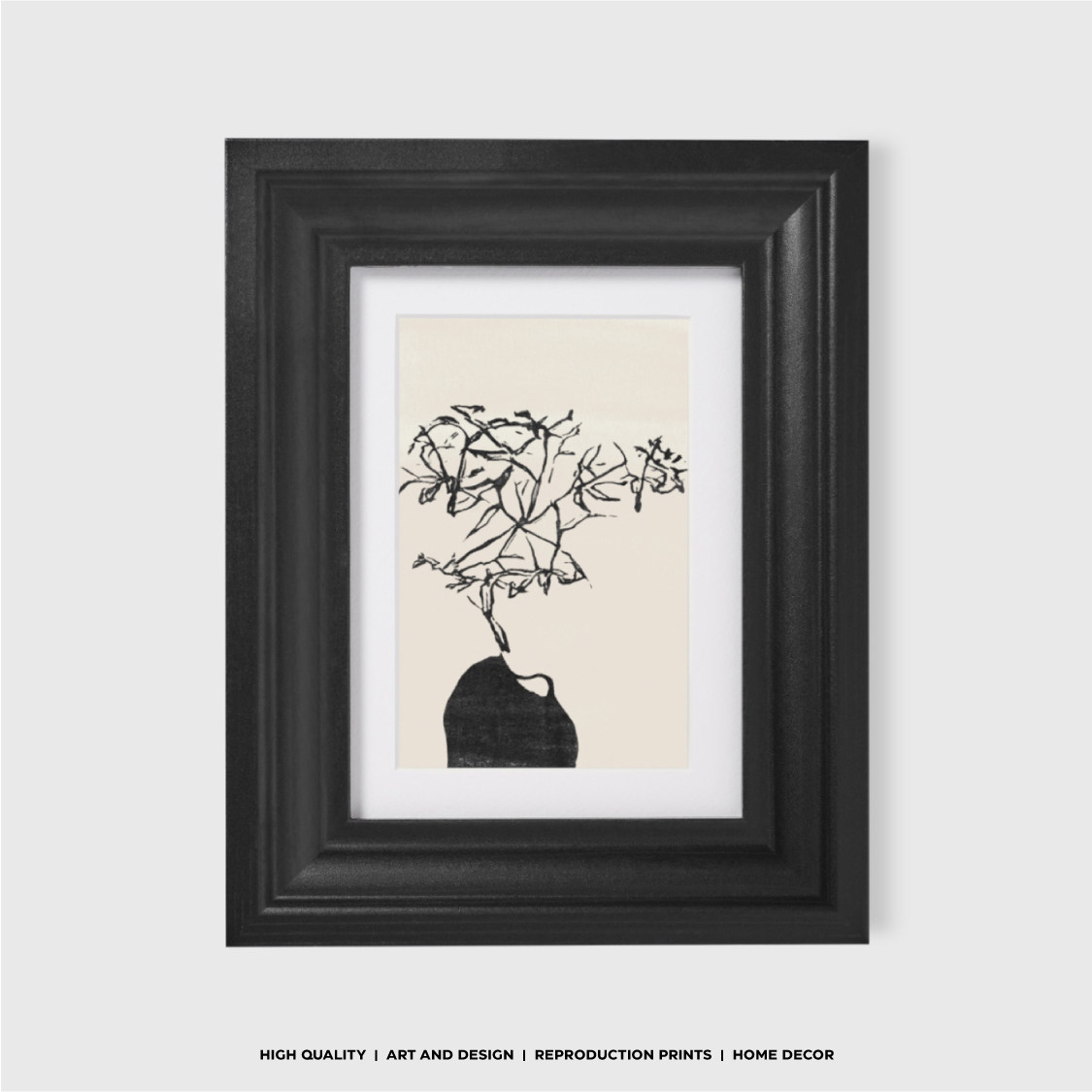 新中式小众植物中古版画装饰画 黑白简约客厅卧室民宿咖啡厅挂画