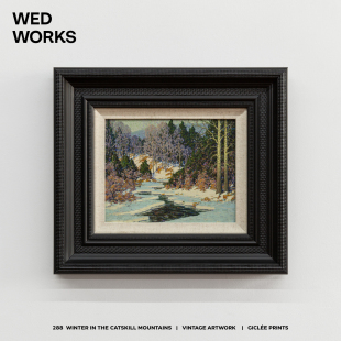 WED WORKS 中古冬日风景油画质感装饰画 样板房书房玄关客厅挂画