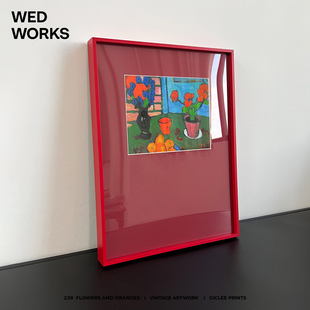 WED小众原创包豪斯植物花卉红色多巴胺表现主义野兽派装饰画挂画