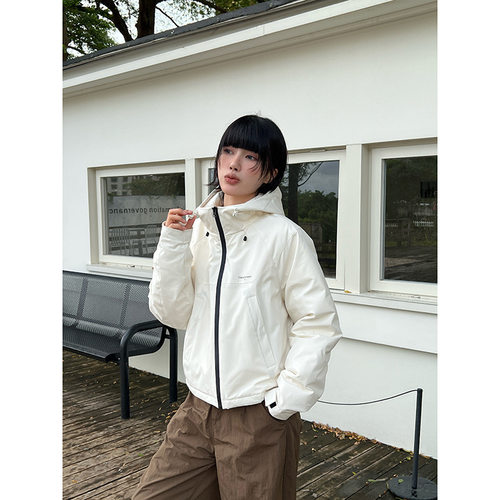 MMC DITION短款羽绒服女冬季2025新款90白鸭绒连帽户外冲锋衣外套