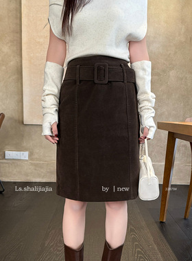 LS 复古纯色极简时尚高腰半裙 广州十三行2025秋冬新品女装22879