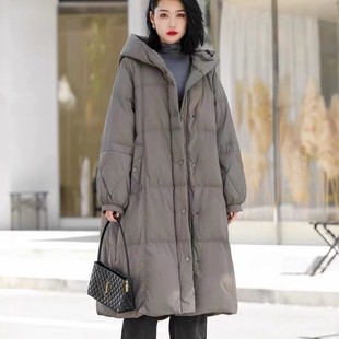 大码中长款羽绒服女2023冬季保暖加厚白鸭绒时尚减龄品质羽绒服