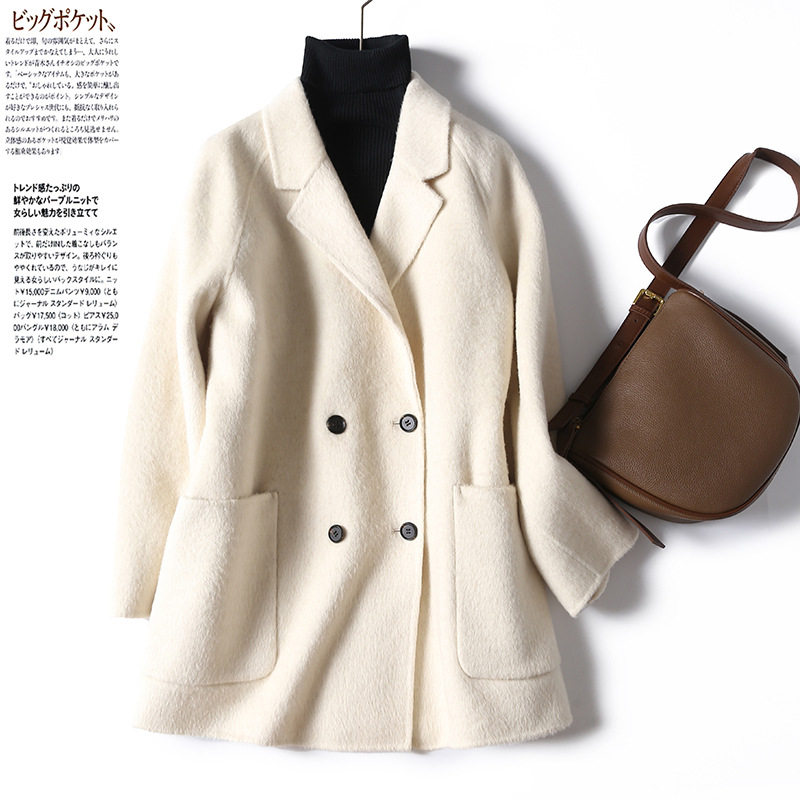双面呢一手长宽松羊毛呢韩版外套女复古双面羊绒大衣中长款2025新