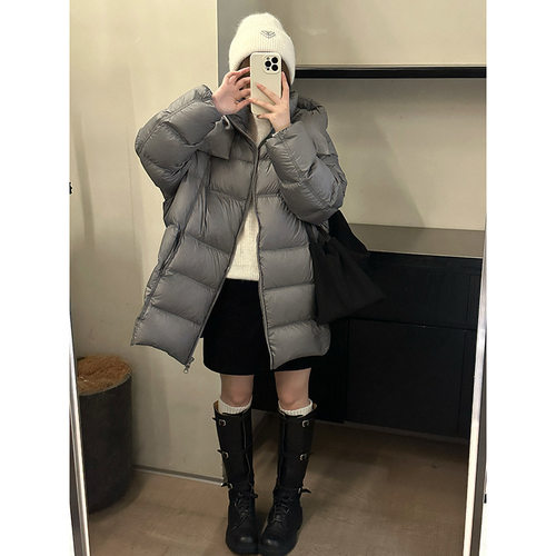 MMC DITION连帽羽绒服女冬季2025新款厚90白鸭绒中长款泡芙面包服