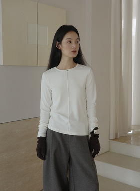 EVERTRUE 2025秋冬韩版基础纯色针织打底衫修身长袖上衣39189