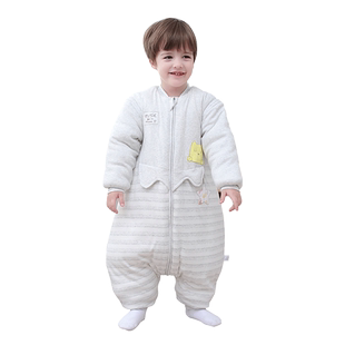 儿童加厚加绒分腿秋冬睡袋春秋纯棉薄款中大童四季通用睡袋防踢被