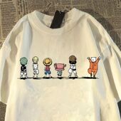 oversize半袖 2025新款 情侣上衣 t恤男女夏季 复古海贼王潮流短袖