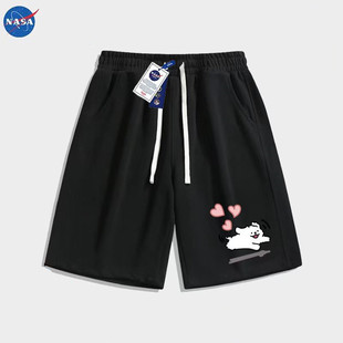 NASA潮牌线条狗短裤男生夏季宽松潮牌ins风新款运动ins直筒短裤12