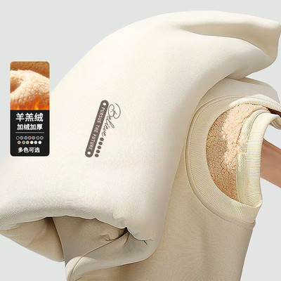 加厚保暖羊羔绒卫衣男冬季宽松加绒抗寒套头衫男款圆领休闲衣服