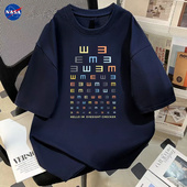 NASA港风眼力测试印花圆领短袖 潮流ins青年百搭上衣 T恤男女夏季