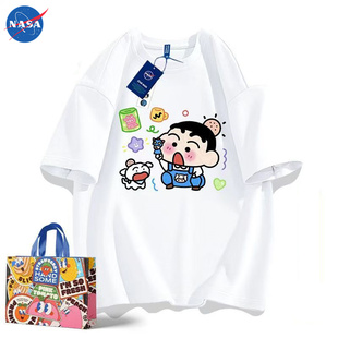 NASA日系卡通蜡笔小新短袖t恤男女宽松夏季新款百搭ins情侣上衣
