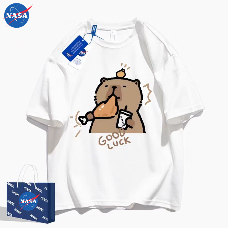 NASA卡皮巴拉短袖t恤男生2025新款夏季潮流设计感青少年半袖12