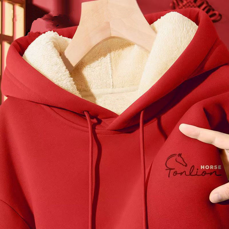 简约连帽卫衣男马年本命年红色羊羔绒上衣冬季加绒加厚款外套12,男装,卫衣,淘宝优惠券,粉丝福利购,淘宝优惠卷