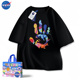 NASA夏季 日系短袖 五彩手印T恤男女2025潮牌卡通休闲情侣ins体恤