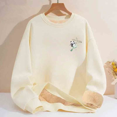 长袖卫衣男女2024秋冬季羊羔绒圆领宽松休闲加绒加厚潮流外套