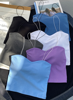 内搭抹胸带胸垫短款裹胸上衣夏季修身显瘦外穿美背打底吊带背心女