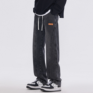 百搭设计感弯刀牛仔裤 NZ003 复古水洗直筒裤 A107 特P39 子潮 美式