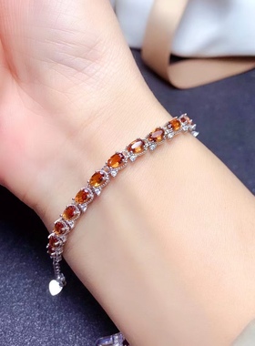 银镀白金精工镶嵌高净度黄水晶时尚日韩小清新潮流百搭休闲手链